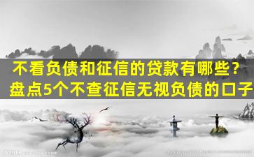 不看負債和征信的融資(負債融資征信看什么)? (http://m.ssksuo.cn/) 知識問答 第1張