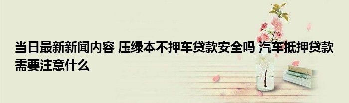 車主貸需要抵押綠本嗎(車貸抵押需要綠本嗎)? (http://m.ssksuo.cn/) 知識問答 第1張